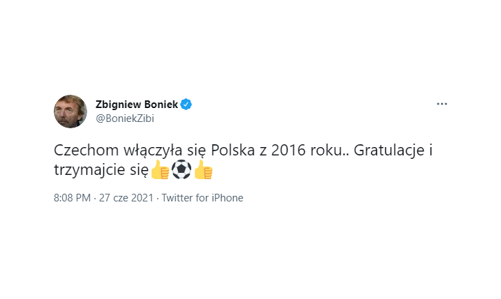 TWEET Zbigniewa Bońka po AWANSIE Czechów :D